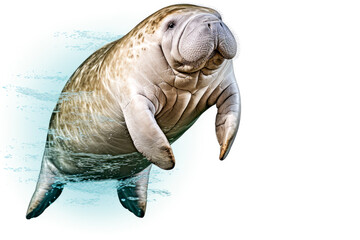 elephant seal on white background.