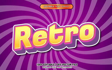 Retro purple yellow 3d vector text effect template design