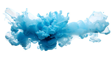 Blue powder explosion isolated on transparent background