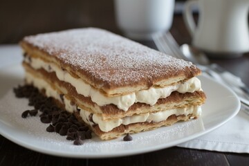 Delicious dessert made with layers of coffee-soaked ladyfingers and creamy mascarpone filling. Generative AI