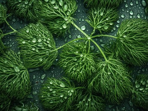 Fresh dill with water drops
