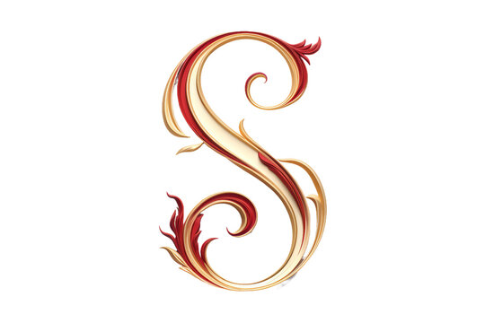 Luxurious S Alphabet in Fashionable Font Isolated on Transparent Background