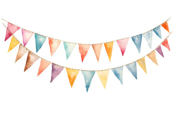Obraz premium Colorful watercolor string of bunting isolated on transparent background
