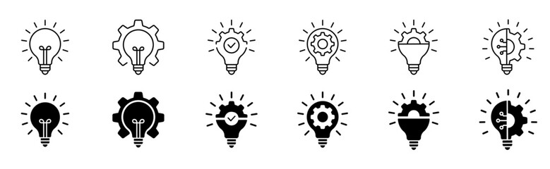 Idea lightbulb icon. Inspiration creativity lamp vector icon collection. EPS 10