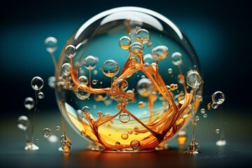 A molecule in a liquid bubble. Generative AI