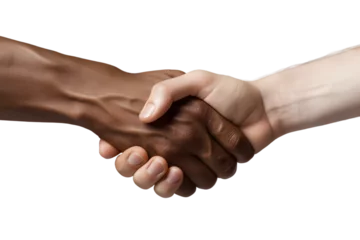 Foto op Canvas Two men shaking hands isolated on transparent background © Oksana
