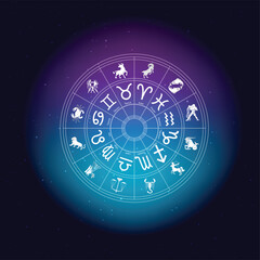 zodiac sign in space with glowing star vector background