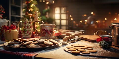 "Winter's Warmth: A Festive Kitchen Delight" | Background Design | Holiday Season | Generative AI Artwork