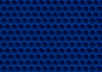 Seamless repeating pattern. Modern geometric design with blue glossy cubes. Abstract style background. Decorative illustration.