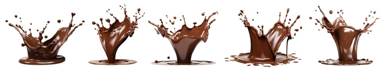 Brown chocolate liquid paint milk splash swirl wave on transparent background cutout, PNG file. Many assorted different design. Mockup template for artwork graphic design