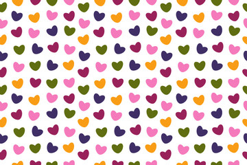 Seamless pattern with cute adorable colorful hearts for kids. Romantic seamless pattern for fabric print and design