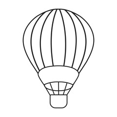 Live stroke outline hot air balloon illustration. Drawn balloon doodle isolated on a white background
