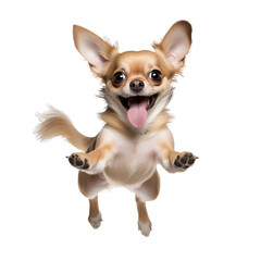 Chihuahua dogs are happily running and jumping on transparent background PNG.