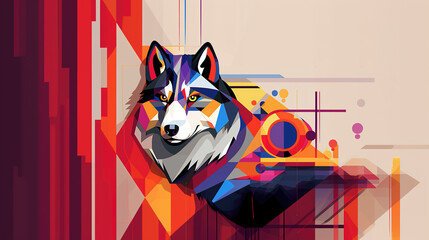 a beautiful logo design inspired wolf husky artwork