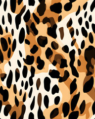 Fototapeta premium Leopard skin print seamless hand drawn pattern 