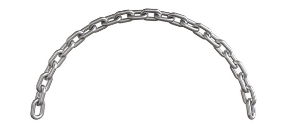 curved metal chain isolated on white. - obrazy, fototapety, plakaty