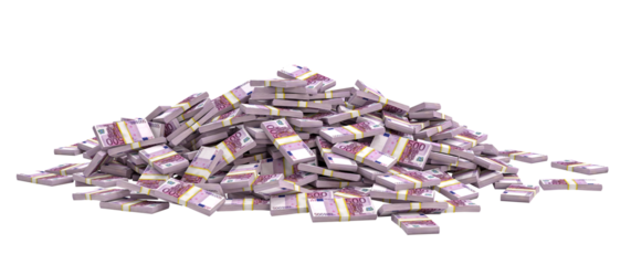 bundles of euros amassed in a small group.