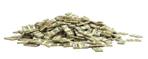 bundles of dollars amassed in a small group.