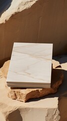 white and square notebook on a marble background