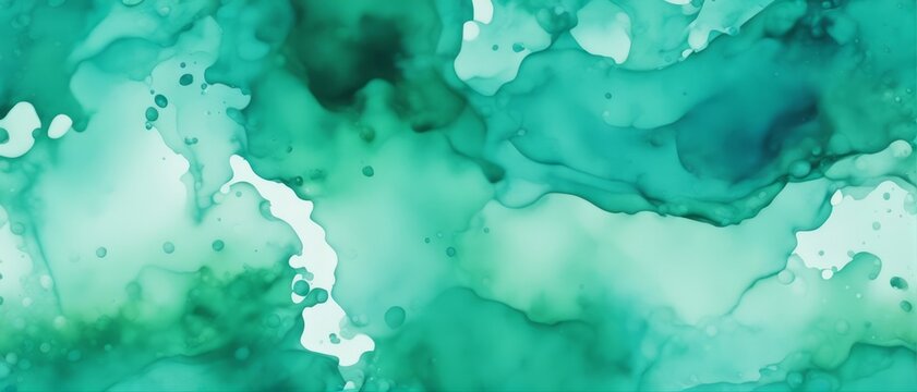 Abstract watercolor paint background by teal color blue and green with liquid fluid texture for background