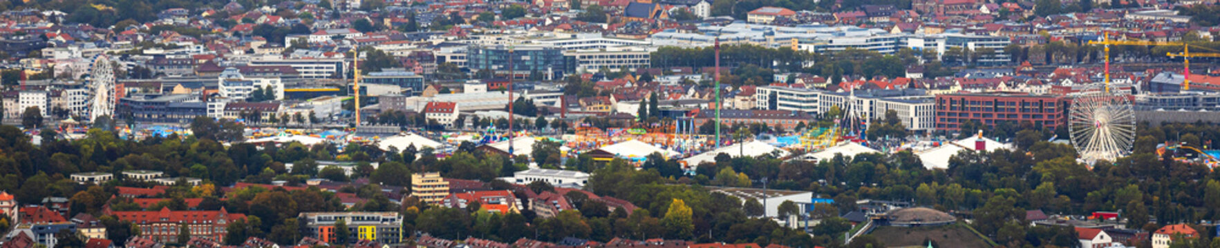 the famous cannstatter wasen festival in stuttgart germany from above panorama