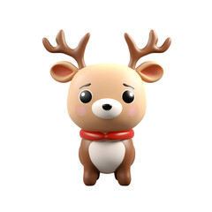 Cute 3D Realistic Christmas Reindeer for a Joyful New Year isolated on transparent background - Generative AI
