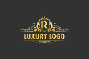 Fototapeta premium Brand luxury latter golden logo design 