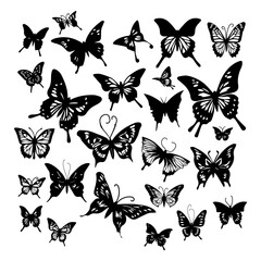 Butterfly Silhouette vector set design