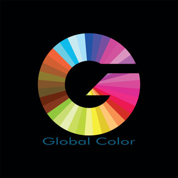 Global Color vector icon, paint logo, forming letter G for industrial template
