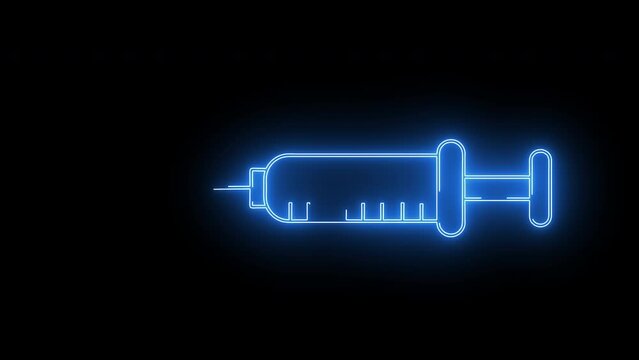 Animation of a syringe icon with a neon saber effect