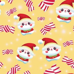 Christmas snowman candy seamless pattern bg
