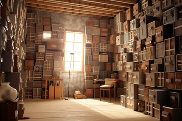 a space used to store small boxes of goods. Generative AI