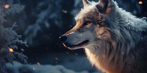 "Snowy Solitude: The Lone Wolf's Winter Domain" | Background Design | AI Generated Artwork