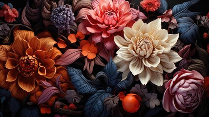 Stylish Exotic Floral Pattern Wallpaper Texture
