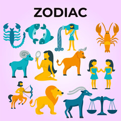 vector hand drawn zodiac sign collection
