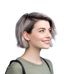 portrait of a woman.
A profile picture of a woman in her 20s looking sideways