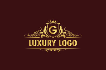 Brand luxury latter golden logo design