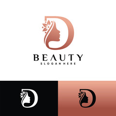 Woman face logo design for beauty salon with creative unique concept
