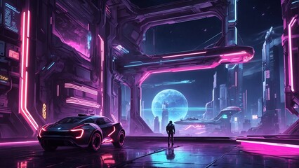 Explore a futuristic world filled with neon lights and advanced technology in this sci-fi video game.