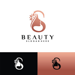 Woman face logo design for beauty salon with creative unique concept