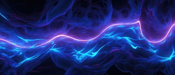 Fototapeta premium 3d speedy neon light trails made with ultra violet and blue laser light