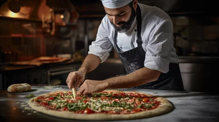 Foto op Canvas Chef cooks pizza in the oven. © MP Studio