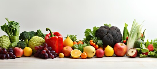 Fresh organic fruits and vegetables promote nutritious eating With copyspace for text