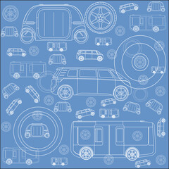 Fototapeta na wymiar background illustration of future cars, self driving cars, electric cars and their wheels in vector. in blue