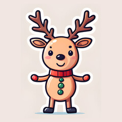 Rudolph the reindeer, cartoon sticker. Generative AI