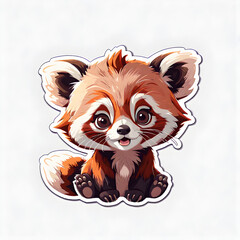 Cute baby red panda, cartoon illustration. Generative AI