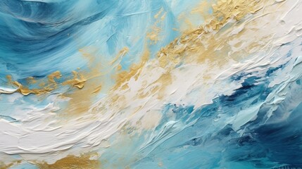 an abstract painting of blue and gold in the style of.Generative AI - obrazy, fototapety, plakaty
