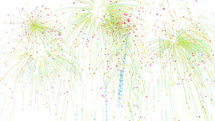 Fireworks isolated on transparent background PNG. 3D render. Holidays and congratulations concept.