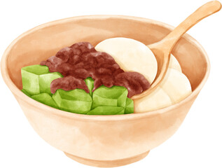 Watercolor Japanese Dessert Shiratama Dango