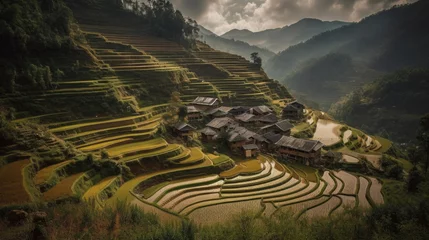 Tuinposter Rice terraces in vietnam. © Tamazina